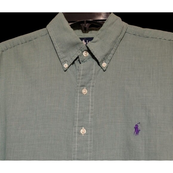 Ralph Lauren Blake Green Houndstooth Long Sleeve Button, Medium - Picture 2 of 6